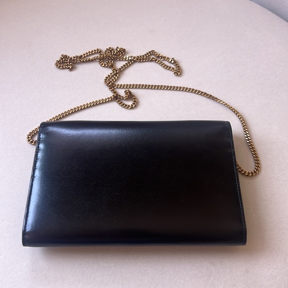 Saint Laurent Smooth Calfskin Monogram Gold Chain Wallet - Picture 7 of 9